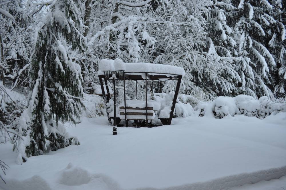 terrasse sous la neige